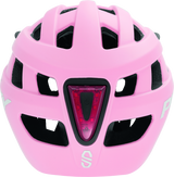 PUKY Cykelhjälm, som finns i rosa, har en aerodynamisk design med flera ventilationsspringor och ett rött triangulärt bakljus.